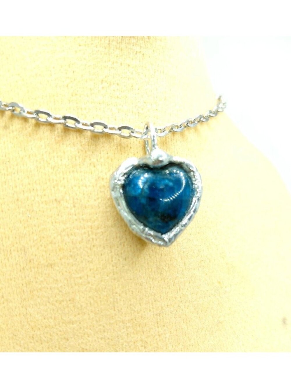 Apatite crystal heart necklace handmade